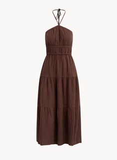 Bella DahlGathered Halter Midi Dress - Cocoa CabanaDresses Bella Dahl, Essential Dress, Halter Midi Dress, Printed Denim, Summer Essentials, Summer Wardrobe, Denim Wash, Running Errands, Midi Length