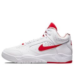 Nike Air Flight Lite Mid 'White University Red' DJ2518-101 (SNKR/Retro/Light/Non-Slip/Basketball/Wear-resistant) Nike Red Throwback Basketball Shoes, Throwback Red Nike Basketball Shoes, Nike Red Throwback Sneakers, Retro Red Nike Basketball Shoes, Nike White Throwback Basketball Shoes, White Mid-top Basketball Shoes For Sports Events, White Synthetic Basketball Shoes For Sports, White Synthetic Basketball Shoes For Sports Events, White Throwback Basketball Shoes