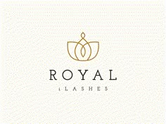 the royal lashes logo is shown in gold and black on a white background, with an elegant