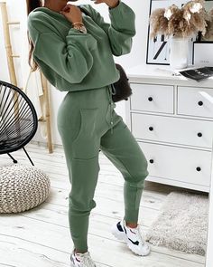 Plain Long Sleeve Top & Drawstring Pants Set Drawstring Pants, Long Sleeve Top, Pants Set, 4 Inch, Long Sleeve Tops, Sleeve Top, Long Sleeve, Pants, Trousers