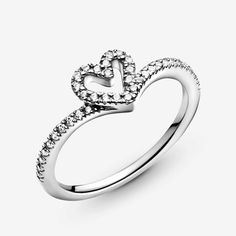 Sparkling Wishbone Heart Ring | Sterling silver | Pandora US Pandora Rings Heart, Cute Promise Rings, Pandora Heart, Charms Pandora, Bracelet Pandora, Pandora Hearts, Pandora Rings, Jewelry Accessories Ideas, Jewelry Lookbook