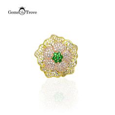 Zircon Silver Ring Luxury Elegant Gemstone Flower Ring, Beautiful Flower Designs, A Beautiful Flower, Elegant Ring, Flower Ring, Beautiful Flower, Flower Design, Nature Inspired, Timeless Beauty