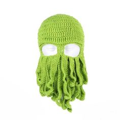 Octopus Knitted Handmade Hat - Snowears- Beard Halloween Costumes, Octopus Knitting, Halloween Beard, Beard Beanie, Octopus Hat, Beard Hat, Winter Face Mask, Cable Knit Hat, Ski Cap