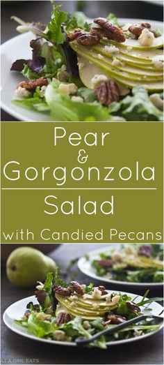 pear and gorgonzozola salad with candied pecans on the side