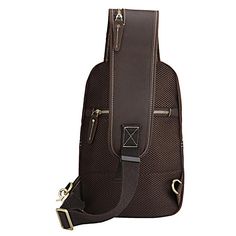 Mens Shoulder Crossbody Bag Brown Travel Chest Bag With Zipper Pocket, Brown Crossbody Chest Bag For Travel, Large Capacity Crossbody Chest Bag For Travel, Brown Portable Chest Bag For Daily Use, Large Capacity Chest Bag For Travel, Brown Business Chest Bag With Zipper Pocket, Leather Chest Bag With Large Capacity, Large Capacity Leather Crossbody Chest Bag, Business Chest Bag Satchel With Large Capacity