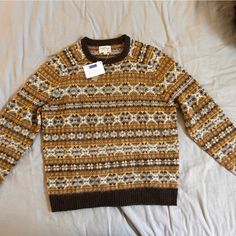 J. Crew 100% Wool Patterned Sweater - Size Xl, Nwt. Absolutely Beautiful!! Patterned Sweater, Pattern Sweater, Sweaters Crewneck, Sweater Sizes, J Crew, Men Sweater, The 100, Man Shop, Crew Neck