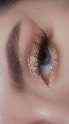 Cute Easy Make Up Ideas, White Sparkly Eyeshadow, Simple Sparkle Eye Makeup, Gentle Eye Makeup, Erethreal Makeup, Natural Siren Eye Makeup, Celestial Eye Makeup, Im Cold Makeup Look Aesthetic, Innocent Makeup Look Sweet