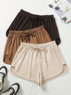 Plus Size Solid Color Drawstring Waist Shorts Multicolor Casual    Plain Track Shorts Slight Stretch Summer Women Plus Clothing, size features are:Bust: ,Length: ,Sleeve Length: Drawstring Waist Shorts, Estilo Hip Hop, Track Shorts, Plus Size Shorts, Kids Beachwear, Plus Clothing, Drawstring Waist, Summer Women, Women Clothes Sale