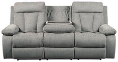 the reclining loveseat is shown with two seats and one arm rests down