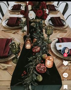 Dark Moody Thanksgiving, Elegant Black Table Setting, Burgundy And Gold Wedding Reception Wedding Table Decor, Edgy Wedding Centerpieces, Emerald Plum And Burgundy Wedding, Wine Red Table Setting, Moody Romantic Tablescape, Velvet Christmas Table Setting, Champagne And Wine Wedding Theme