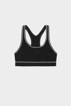 Our Organic Cotton Sport Bra provides full coverage, comfort and support for all activities. Finished with a racer back and 1 1/4 inch encased elastic hem. The Organic Cotton Sport Bra is manufactured in New York City. Fit notes – The Organic Cotton Sport Bra fits true to size, we recommend to take your normal size in a bra or sports bra style. Please follow measurements below to understand sizing. All measurements are in inches before stretch. Recommended Bra Sizing Across Chest Lying Flat (Pit Racerback Sports Bra With Built-in Padding For Sports Events, Sporty T-back Sports Bra With Mesh Back, Sporty T-back Sports Bra With Built-in Padding, Micro-elastic Racerback Activewear For Training, Breathable Micro-elastic Racerback Sports Bra, Breathable Racerback Sports Bra For Training, Micro-elastic Racerback Sports Bra With Light Support, Sweat Resistant Racerback Activewear For Light Sports, Sporty Racerback Sports Bra With Light Support