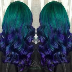 Purple And Green Hair, Crazy Hair Colors, Brown Ombre Hair Color, Ombre Curly Hair, Best Ombre Hair, Hair Colour Inspo