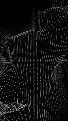 an abstract black and white background with dots in the shape of wavy lines on top of each other