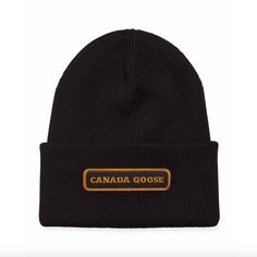 Canada Goose Rib-Knit Beanie Hat. Fold-Over Cuff With Logo Patch. Merino Wool. Made In Italy. Canada Goose Logo, Knitted Wool Beanie, Canada Goose Women, Canada Goose Mens, Aviator Hat, Aviators Women, Grey Beanie, Wool Beanie, Knit Beanie Hat