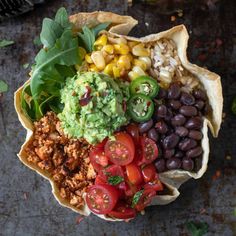 a bowl filled with different types of food