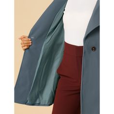 This coat turns casual outerwear into a fashion-forward statement. Step out in style on even the dreariest days with the one-button belted long coat. Those neutral colors on this belted coat with wide lapels maintain a grounded, mature style that will never go out of fashion. Paired well with a crossbody for a day out. Team it with pumps and a bold red lip for an evening look. Chic Blue Outerwear, Blue Winter Outerwear With Hidden Button Closure, Blue Outerwear With Hidden Button Closure For Winter, Blue Winter Outerwear With Double Button Closure, Winter Blue Outerwear With Double Button Closure, Trendy Blue Double-breasted Outerwear, Blue Pea Coat With Hidden Button Closure For Work, Blue Outerwear For Office In Winter, Blue Office Outerwear For Winter