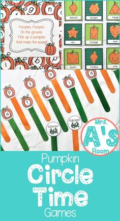 pumpkin circle time games for kids to practice their handwriting and number recognition skills on the go