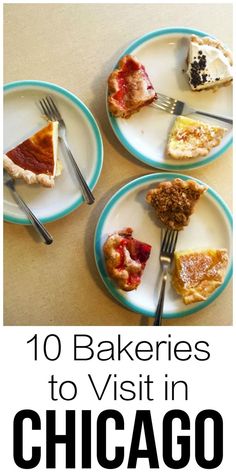 four plates with different types of pie on them