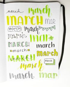 March Hand Lettering, March Bullet Journal