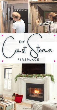 diy cast stone fireplace in the living room