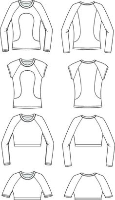 the front, back and side views of a women's top with long sleeves