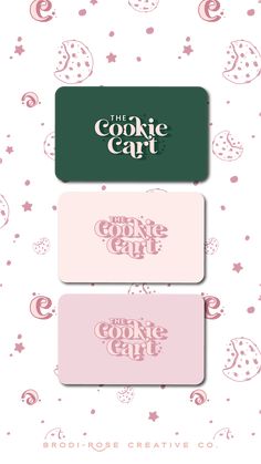 the cookie cart logo is shown in three different colors