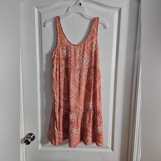 Pink Rose Tank Top Summer Dress Size Small. 1188 Casual Peach Sleeveless Sundress, Casual Peach Mini Dress For Beach, Peach Casual Mini Dress For Beach, Casual Peach Mini Dress For The Beach, Ivory Sweater Dress, Ikat Maxi Dress, Barbie Pink Dress, Rose Tank Top, Tie Waist Maxi Dress