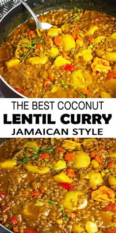 the best coconut lentil curry in jamaican style is made with fresh ingredients and ready to be eaten