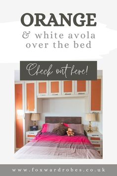 Orange & white avola over the bed