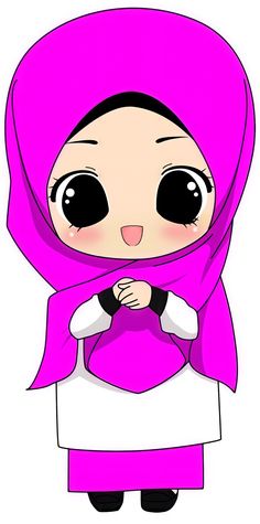 a cartoon character wearing a pink hijab