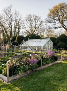 a garden filled with lots of different types of flowers and plants next to each other