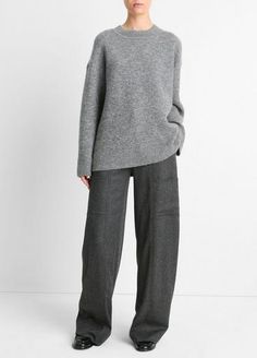 Buy Textured Soft Sculpted Crew Neck Sweater for USD 395.00 | Vince Wool Sweater With Soft Knit And Relaxed Fit, Cashmere Sweater With Chunky Knit For Workwear, Oversized Merino Wool Sweater For Work, Baby Clothes Sale, Paris Trip, Polo Sweatshirt, Sweater Collection, Short Jacket, Tee Dress