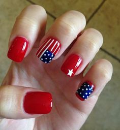 20  Amazing Patriotic Nail Designs For The 4th Of July 4th July Nails, Red White And Blue Nails, White And Blue Nails, July 4th Nails, Nails With Stars