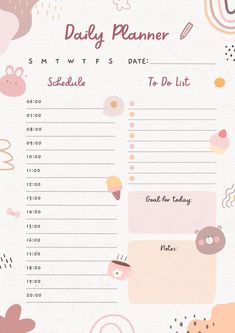 a daily planner with an ice cream theme