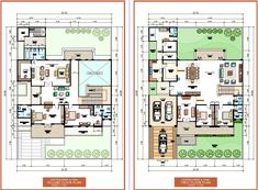 two floor plans for a house with an attached kitchen and living room in the middle