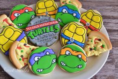 teenage mutant ninja turtles cookies on a plate