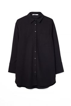 This shirt dress features a mini length, a relaxed oversized fit and a pleat detail on the back. It has a classic collar and a big, open chest pocket. Our shirt dress features single button cuffs and a button closure down the front. Shirt Dress Black, Oversized Shirt Dress, Future Fashion, Black Shirt Dress, Oversized Shirt, Chest Pocket, Industrial Style, Women Empowerment, Dress Black