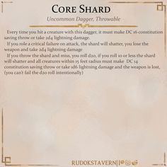 the card for core shard, which is written in gold and has an image of a