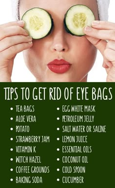 16 Tips How to get rid of eye bags Get Rid Of Eye Bags, Rid Of Eye Bags, Eye Skin Care, Dark Circles Under Eyes, Skin Care Remedies, Skin Care Recipes