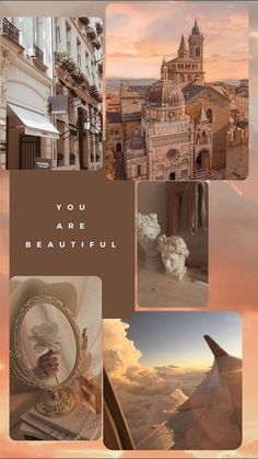 a collage of photos with the words you are beautiful above them and below it