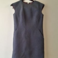 Great Wool Dress In Good Condition. Heavy With Side Pockets Classic Sleeveless Dress With Pockets, Shift Dress With Pockets For Work, Elegant Fitted Sleeveless Dress With Pockets, Sleeveless Shift Midi Dress For Work, Fitted Sleeveless Knee-length Dress With Pockets, Dresses With Tennis Shoes, Dress 12, Size 12 Dress, Wool Dress