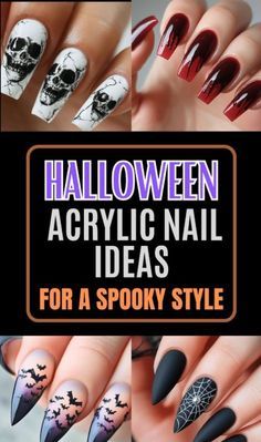 Halloween Acrylic Nail Ideas, Acrylic Nails Halloween, Best Color Palettes, Halloween Costume College, Daisy Acrylic Nails, Make Up Halloween, Costume College, Halloween Manicure, Orange Nail Designs