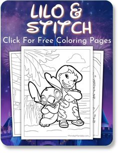 a coloring book with the title luo and stitch