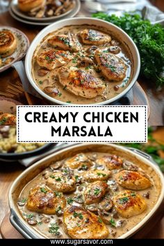 creamy chicken marsala with mushrooms and parsley