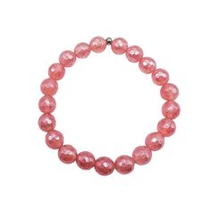 Featherly Cherry Quartz Stacker Beaded Crystal Gemstone Bracelet Spiritual Faceted Stretch Bracelet As A Gift, Spiritual Stretch Bracelet With Faceted Details As Gift, Spiritual Stretch Bracelet With Facets As Gift, Faceted Round Bead Stretch Bracelet Gift, Faceted Round Beads Stretch Bracelet As Gift, Spiritual Faceted Crystal Bracelet Gift, Pink Faceted Crystal Bracelet For Gift, Adjustable Faceted Bead Jewelry For Valentine's Day, Pink Faceted Crystal Bracelet Gift