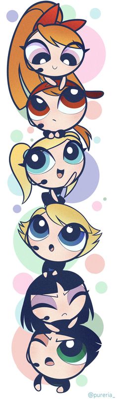 five cartoon faces with different expressions on them, all in the same color and size