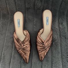 Size Eu 41/ Us 9 Elegant Brown Mules With 4-inch Heel, Elegant Brown Evening Mules, Elegant Brown Pointed Toe Mules, Prada Kitten Heels, Black Lace Heels, Black Ankle Strap Heels, High Heel Dress Shoes, Brown Suede Heels, Black Peep Toe Heels