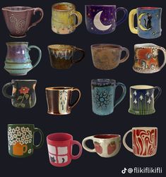 there are many different colored coffee mugs