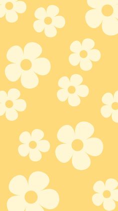 a yellow background with white flowers on it