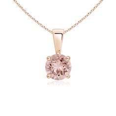 Dangling from a single bale is a peach morganite mounted in a prong setting. This solitaire morganite pendant has a simple design and draws all the attention towards its glowing subtle hue. It is crafted in 14K rose gold. Morganite Pendant, Peach Morganite, Solitaire Pendant Necklace, Rose Gold Chain, Solitaire Pendant, Morganite, 18k Rose Gold, Simple Design, Prong Setting